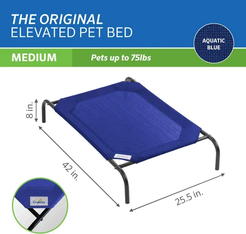 Vista 4 de Coolaroo Cama Elevada Original para Perros - Cama Transpirable para Mascotas Fuera del Suelo con Tela Refrescante, Alivio de las Articulaciones