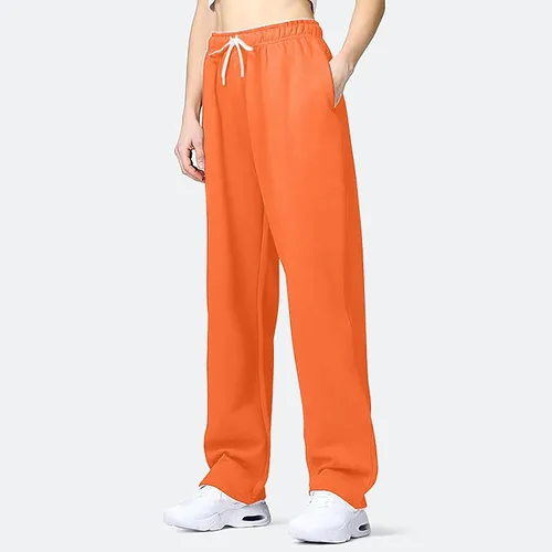 Vista 3 de Womens Wide Straight Pants Baggy Fleece Lined Sweatpants Casual FallWinter Sweatpants Elastic Waist with Drawstring Pants