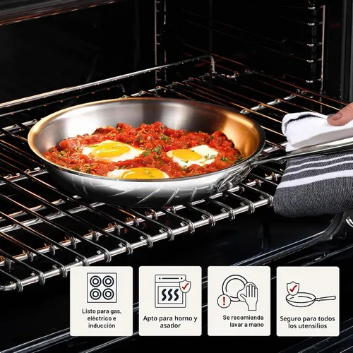 Vista 6 de All-Clad D3® Sartén de acero inoxidable de 10 pulgadas, fabricada en los Estados Unidos