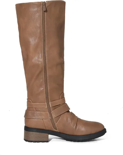 Vista 2 de DREAM PAIRS Botas de equitación hasta la rodilla para mujer de pantorrilla ancha