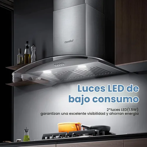 Vista 7 de COMFEE' Campana extractora de pared de 30 pulgadas, 450 CFM convertible sin conductos/conductos