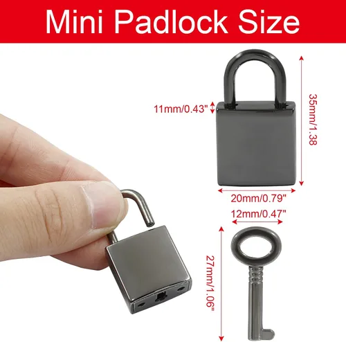 Vista 2 de Piutouyar Mini cerradura con llave, cerradura de equipaje pequeña, candado pequeño con llaves, cerradura de diario de metal, cerradura de bronce