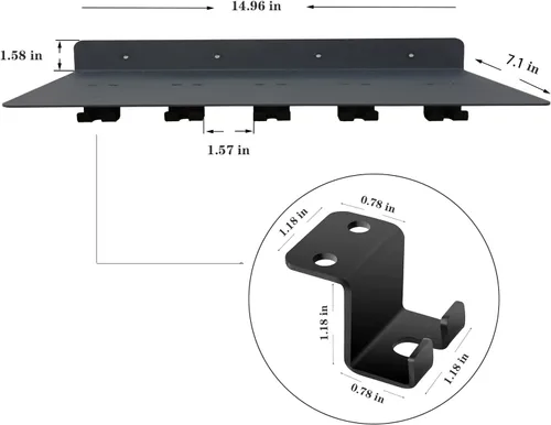 Vista 3 de Ajuste para accesorios tonales, estantes flotantes negros para gimnasio, organizador de montaje en pared, estante de almacenamiento de gimnasio