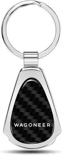 Vista 8 de iPick Image for Jeep Wagoneer Real Black Carbon Fiber Metal Teardrop Key Chain