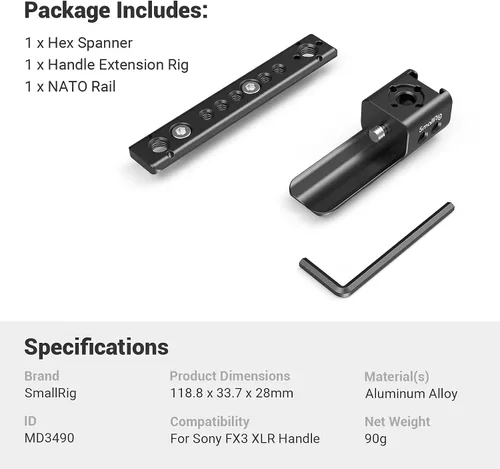 Vista 6 de SmallRig FX3 / FX30 XLR Plataforma de Extensión de Mango para Sony - MD3490