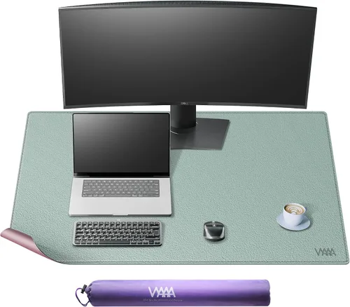 Vista 23 de Vyaaa 63" x 24" PU Leather Desk Mat, Black Large Mouse Pad Extra Large Office Desk Mat, Non-Slip Desk Blotter, Laptop Desk Pad, Waterproof Desk