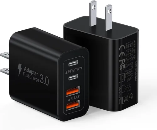 Vista 21 de [Paquete de 2] Cargador de pared USB C, cargador tipo C de 40 W, bloques de 40W 2Pack Azul bebé