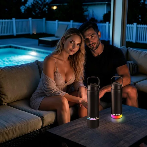 Vista 7 de Stainless Steel Water Bottle with Camping Lantern & Night Light