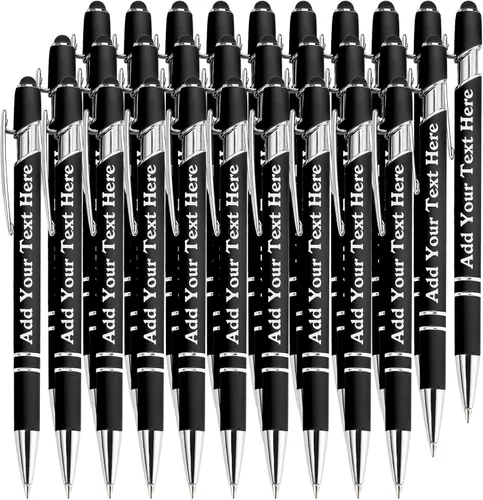 Vista 69 de Bolígrafos personalizados a granel grabados personalizados con punta de lápiz capacitivo, bolígrafos personalizados de tinta negra, regalos
