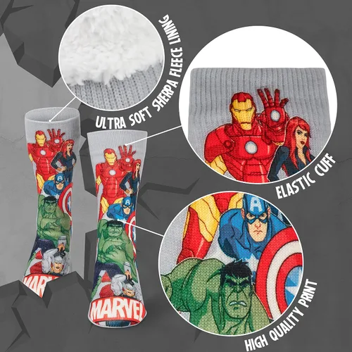Vista 4 de Marvel Calcetines esponjosos, Calcetines para hombre, Pantera Negra Thor calcetines de punto cálido