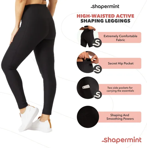Vista 4 de SHAPERMINT Leggings de control activo de cintura alta