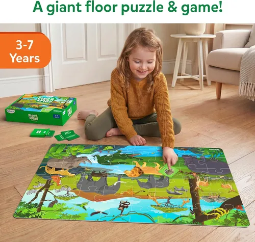 Vista 2 de Skillmatics Rompecabezas de suelo y juego - Piece & Play animales salvajes, rompecabezas y rompecabezas para niños pequeños, juguete educativo