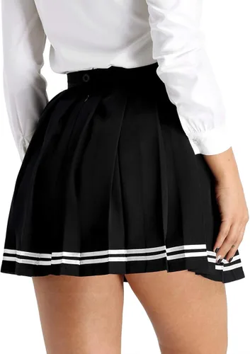 Vista 6 de QinCiao - Minifalda para mujer de talle alto, estilo informal, para colegiala