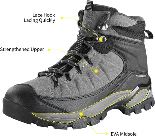Vista 3 de FREE SOLDIER Botas de senderismo para hombre, ligeras, transpirables, impermeables, para senderismo, senderismo