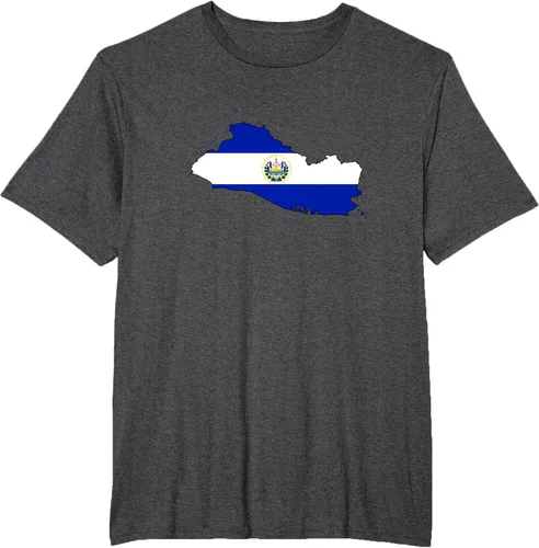 Vista 14 de Camiseta de El Salvador Country Outline on Flag