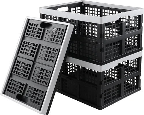 Vista 5 de Inhouse 3 paquetes de cajas plegables de leche de 34 cuartos de galón, caja de almacenamiento plegable de plástico