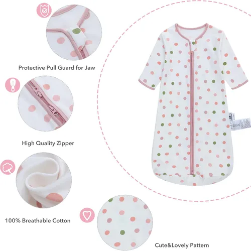 Vista 3 de Saco de dormir de manga larga, bolsa de dormir para bebé 100% algodón de 0-18 meses, manta vestible súper suave, saco de dormir para niños pequeños