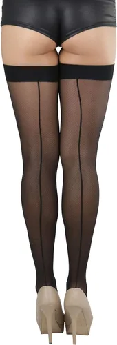 Vista 34 de ToBeInStyle Medias de red atemporales con costura trasera para mujer