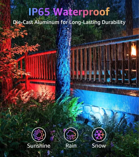 Vista 4 de SUNVIE RGBW - Focos de Halloween para exteriores de 12 W, luces LED