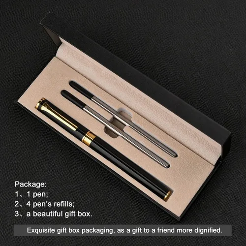 Vista 4 de YIVONKA Bolígrafo de lujo, línea de recambio negra, ancho de 0.02 pulgadas, el mejor regalo de bolígrafo de oficina para hombres y mujeres, Negro