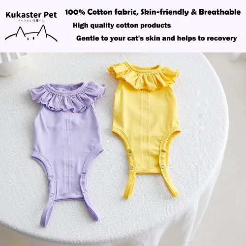 Vista 6 de Traje de recuperación para gatos para heridas abdominales y enfermedades de la piel, camisa quirúrgica transpirable para después de la cirugía