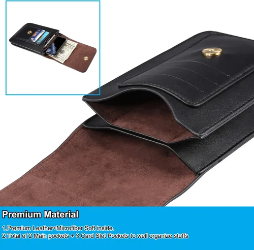 Vista 3 de Funda de cuero prémium para cinturón con clip para iPhone Xs Max, 11 Pro Max, 12 (5.4)/12 (6.1), 6s Plus, 7 Plus, 8 Plus, para bolso de hombre