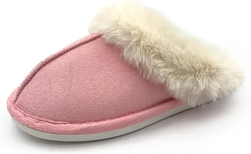 Vista 2 de Asverd - Pantuflas para mujer, con punta abierta, peludas, para el hogar