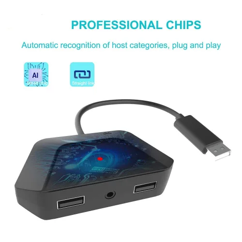 Vista 4 de Adaptador de teclado y ratón con conector de audio de 0.138in compatible con Nintendo Switch, Xbox One, PS4, PS3. Perfecto para juegos como FPS