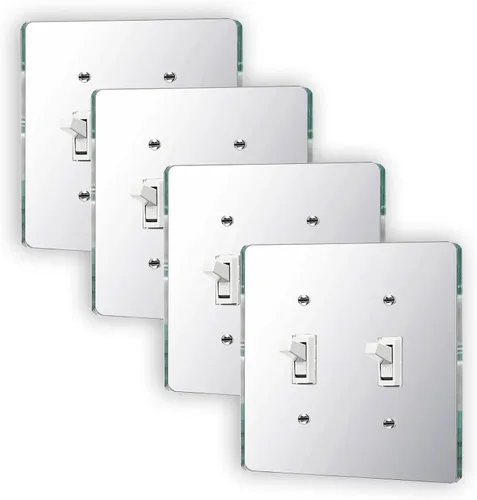 Vista 8 de 10 placas para interruptor de luz de espejo, salida de doble orificio de 4.72 x 2.91 pulgadas, cubierta de luz de interruptor, placas de pared
