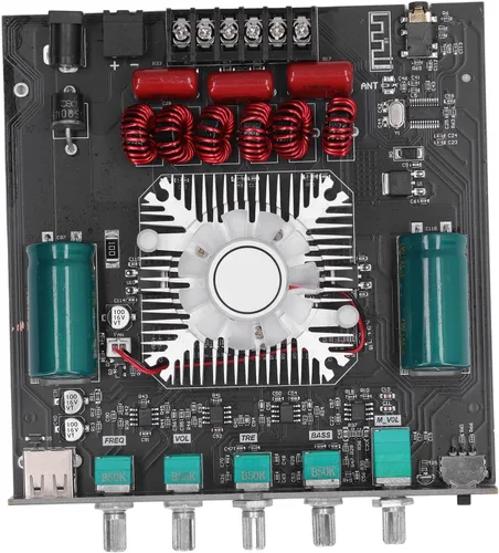 Vista 4 de Zk Ht21 - Tablero amplificador Bluetooth, 2.1 canales, subwoofer, estéreo, mini módulo amplificador de potencia de audio con chip HiFi Tda7498e