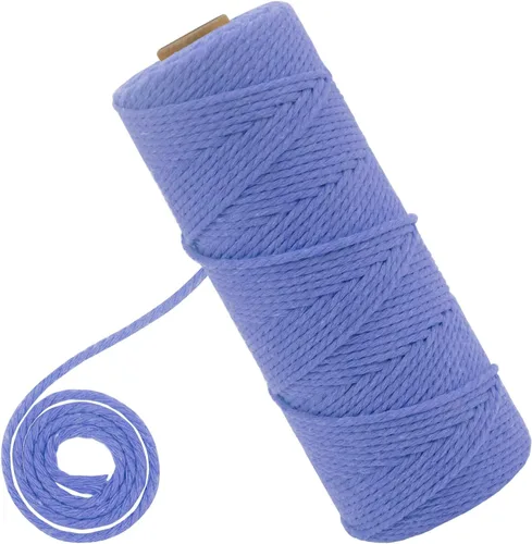 Vista 9 de CAMAL Cordón de macramé de 0.079 pulgadas x 109 yardas, cuerda de color trenzado de 3 hebras de algodón natural para tejer, atrapasueños, colgar