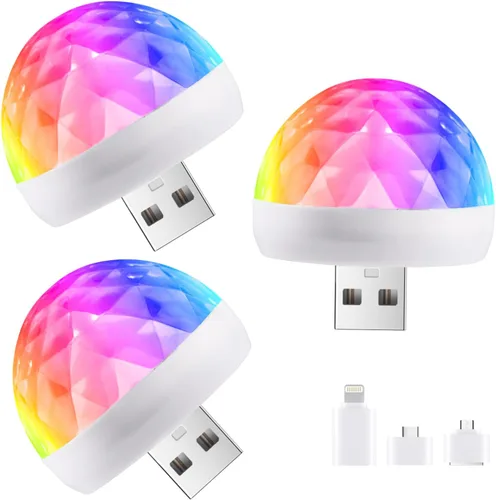 Vista 7 de Mini Luz de Disco USB Activada por Sonido para Fiesta, Relleno de Medias para Niños - Crea una Atmosfera Festiva con Esta Luz de Decoración para Bar