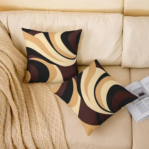 Vista 38 de Juego de 2 fundas de almohada abstractas de 16 x 16 pulgadas para niños, niñas, adolescentes, decoración de dormitorio, moderna a rayas, decoración