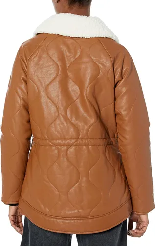 Vista 2 de Kenneth Cole Chaqueta moderna actualizada para mujer de piel sintética con cinturón
