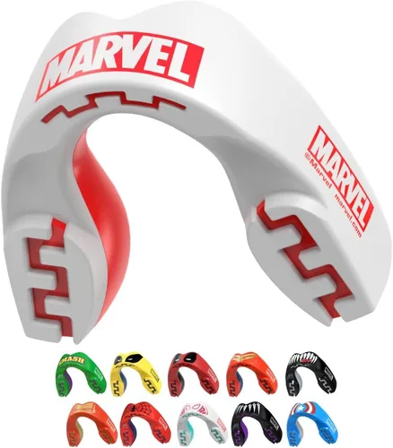 Vista 16 de Marvel Protector bucal deportivo, protector bucal de doble capa para adultos y jóvenes con estuche (bestia, junior (hasta 11 años)) Youth <11