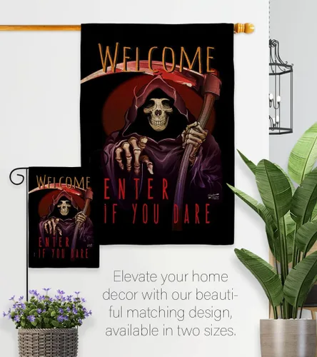 Vista 8 de Bandera Enter If You Dare House – Juego de bandera para otoño, Halloween, bruja, truco o trato, noche espeluznante, gato negro, temporada