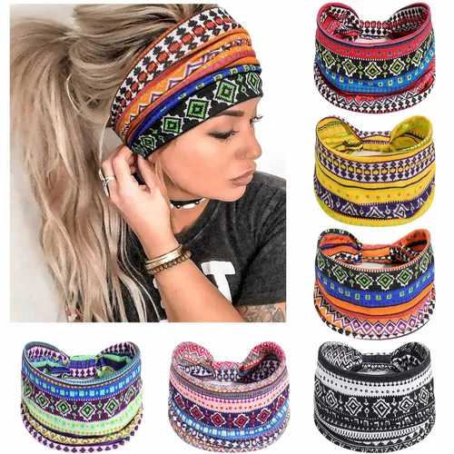 Vista 16 de Awumbuk Diademas anchas para mujeres anudadas antideslizantes bandas para la cabeza suaves diadema turbante accesorios para el cabello boho africano