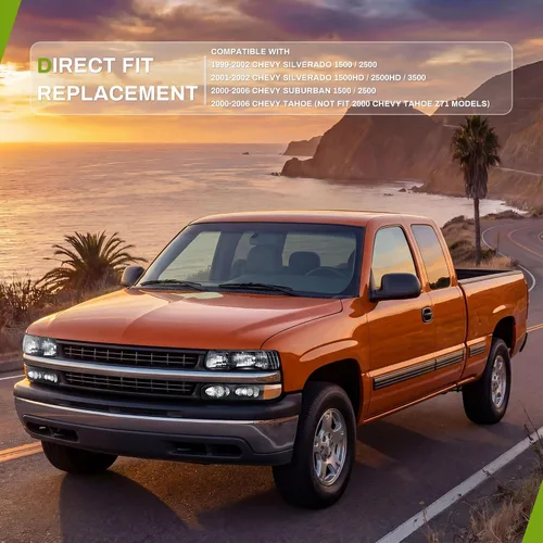 Vista 2 de AUTOSAVER88 - Conjunto de faros delanteros compatible con Chevy Silverado 99-02, color negro También compatible con Chevy Suburban/Tahoe