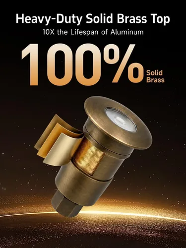 Vista 6 de Gardenreet Mini Brass Low Voltage Well Light, 12V IP65 Drive-Over, 1 Pack Bronce Uplight
