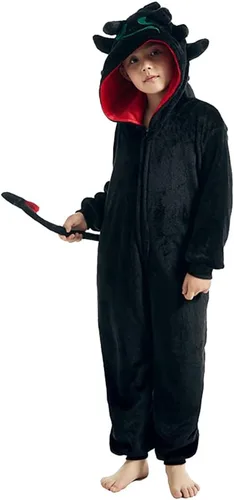 Vista 2 de Yakogy Disfraz de gorila para cosplay, disfraz de dragón oscuro para niños y niñas, overol de Halloween