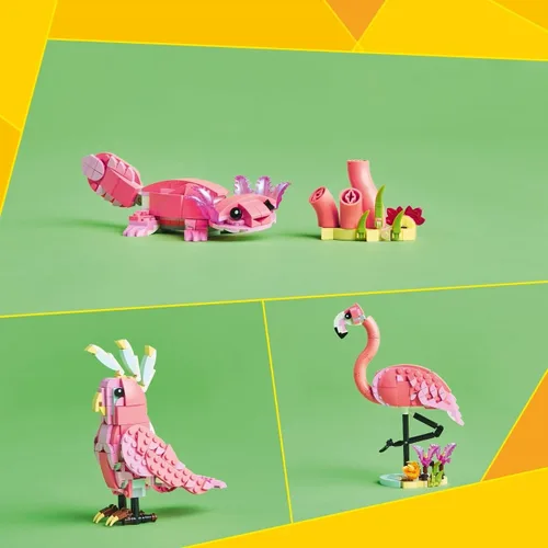 Vista 2 de LEGO Creator 3 en 1 Animales Salvajes: Juguete de Construcción de Animales de Flamenco Rosa - Juego con 3 Opciones de Construcción, Flamenco Rosa