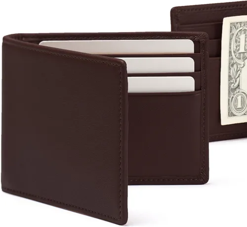 Vista 7 de Leatherology - Cartera delgada y plegable RFID para hombre con clip