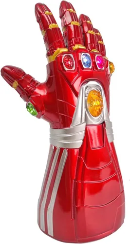 Vista 5 de Red Infinity Gauntlet with Removable Gems Infinity Gloves LED Gem Three Lighting Modes Halloween Cosplay Prop