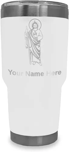 Vista 23 de LaserGram Vaso aislado al vacío de 20 onzas, Saint Jude, grabado personalizado incluido (negro)