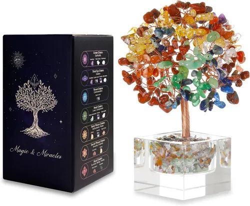 Vista 10 de Árbol de la vida de cristal de amatista, decoración de escritorio de oficina en casa, árbol bonsái hecho a mano para calmar, curación espiritual
