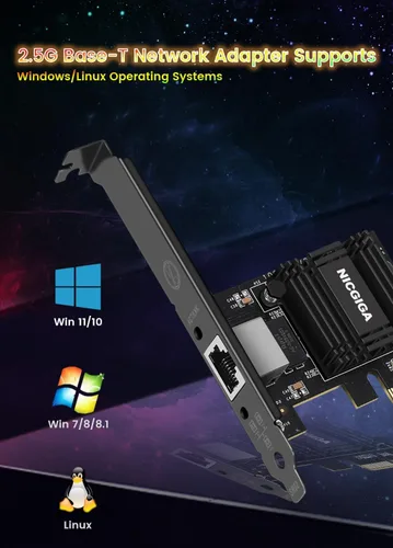 Vista 4 de NICGIGA Adaptador de Red PCIe de 2.5G Base-T, Tarjeta de Red Gigabit PCI Express Realtek RTL8125B 2.5Gbps/1Gbps/100Mbps Convertir a Puerto LAN