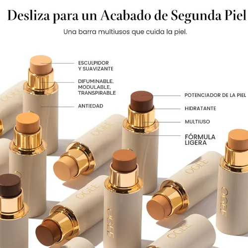 Vista 5 de Barra de base de maquillaje Ogee Sculpted Complexion Foundation Stick (Oak 5.5N - Beige medio, matices dorados) Base de maquillaje de cobertura