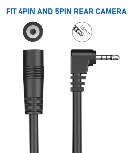 Vista 2 de Cable de extensión de cámara de visión trasera de 0.098 pulgadas (6 pies más grueso), cable de extensión de cámara de respaldo de 90 grados, cable