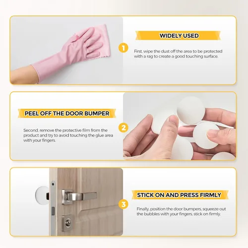 Vista 5 de Ravinte Hardware Tope de puerta protector de pared para paredes con adhesivo fuerte en la parte trasera, perilla de puerta, protector de pared