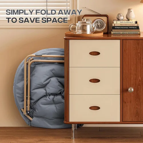 Vista 9 de Cómoda silla con platillo, silla de sala de estar, silla plegable acolchada suave de piel sintética, silla de luna cómoda para sala de estar